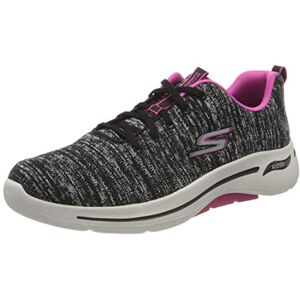 Skechers Women's GO WALK ARCH FIT Sneaker, Black Textile/Hot Pink Trim,3.5 UK medium Skechers Women's GO WALK ARCH FIT Sneaker, Black Textile/Hot Pink Trim,3.5 UK medium