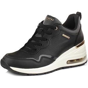 Skechers Womens Million Air Hotter Sneaker, Black Duraleather Leather Trim, 4.5 UK Skechers Womens Million Air Hotter Sneaker, Black Duraleather Leather Trim, 4.5 UK
