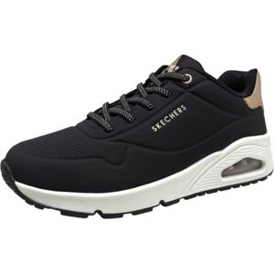 Skechers Women's Uno Shimmer Away Sneaker, Black Durabuck Rose Gold Duraleather Trim, 4.5 UK Skechers Women's Uno Shimmer Away Sneaker, Black Durabuck Rose Gold Duraleather Trim, 4.5 UK