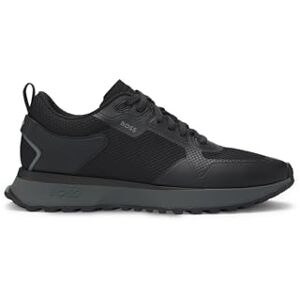 Boss Mens Jonah Runn Mesh-Detail Trainers in Mixed Materials Size 5 Black Boss Mens Jonah Runn Mesh-Detail Trainers in Mixed Materials Size 5 Black