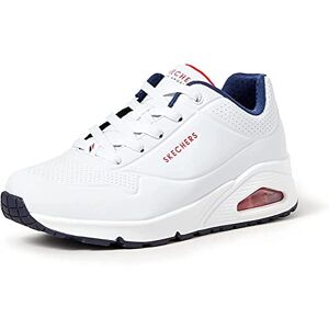 Skechers Women's Uno Stand On Air Trainers, White Durabuck/Navy & Red Trim/ Mesh, 2.5 UK Skechers Women's Uno Stand On Air Trainers, White Durabuck/Navy & Red Trim/ Mesh, 2.5 UK