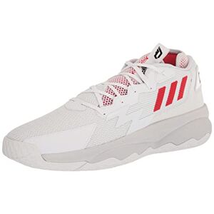 adidas Unisex-Adult Dame 8 Basketball Shoe, White/vivid Red/core Black, 4 Uk