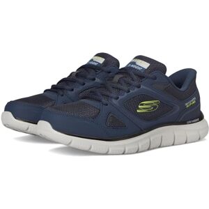 Skechers Men's Track Ezral Sneaker, Navy Leather/Lime Mesh/Pu, 9 UK Skechers Men's Track Ezral Sneaker, Navy Leather/Lime Mesh/Pu, 9 UK
