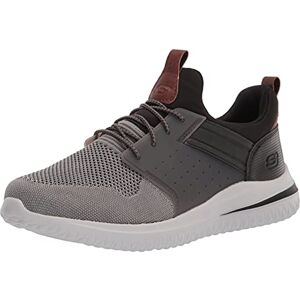 Skechers Men's Delson 3.0-Cicada 210238 Knitted Bungee lace Slip on, Gray/Black, 7 UK Skechers Men's Delson 3.0-Cicada 210238 Knitted Bungee lace Slip on, Gray/Black, 7 UK