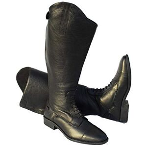 Rhinegold Elite Luxus Extra Wide BLACK LEATHER RIDING BOOTS Soft Feel Leather, Comfortable Fit, Elasticated Laced Front, Women's Equestrian Boots with Full Length Back Zip, Size 7, EU 41 Rhinegold Elite Luxus Extra Wide BLACK LEATHER RIDING BOOTS Soft Feel Leather, Comfortable Fit, Elasticated Laced Front, Women's Equestrian Boots with Full Length Back Zip, Size 7, EU 41