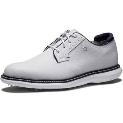 FootJoy Traditions Full Grain Leather Golf Shoe - White/White/Navy FootJoy Traditions Full Grain Leather Golf Shoe - White/White/Navy