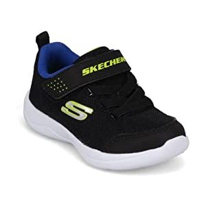 Skechers Skech-Stepz 2.0 Mini Wanderer Sneaker, Black Textile/Synthetic/Blue & Lime Trim, 11 UK Child Skechers Skech-Stepz 2.0 Mini Wanderer Sneaker, Black Textile/Synthetic/Blue & Lime Trim, 11 UK Child