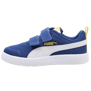 Puma COURTFLEX V3 MESH PS Sneaker, Clyde Royal White-Sunny Yellow, 1 UK Child Puma COURTFLEX V3 MESH PS Sneaker, Clyde Royal White-Sunny Yellow, 1 UK Child