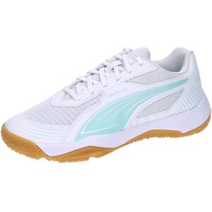 Puma Boy's Unisex Kids SOLARFLASH III JR Indoor Court Shoe, White-Electric Peppermint, 10 UK Child Puma Boy's Unisex Kids SOLARFLASH III JR Indoor Court Shoe, White-Electric Peppermint, 10 UK Child