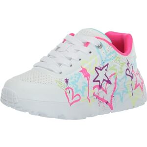 Skechers Girls Uno Lite My Drip Trainers, White Synthetic Neon Multi Trim, 4 UK Skechers Girls Uno Lite My Drip Trainers, White Synthetic Neon Multi Trim, 4 UK