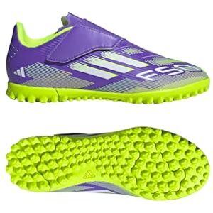 adidas F50 Club Hook and Loop Turf Football Boots Kids, Purple Rush/FTWR White/Lucid Lemon, 5 UK Child adidas F50 Club Hook and Loop Turf Football Boots Kids, Purple Rush/FTWR White/Lucid Lemon, 5 UK Child