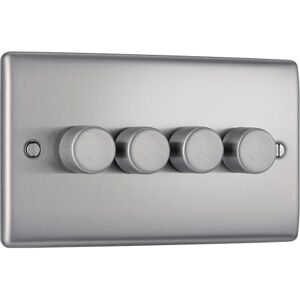 Masterplug NBS84P 400W 4-Gang Brushed Steel Dimmer Switch - Switch Masterplug NBS84P 400W 4-Gang Brushed Steel Dimmer Switch - Switch