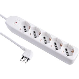 Electraline 62064 Mehrfachsteckdose 5 Sitzer Blasenfolie (Schuko + 10/16 A) Kabel 1,5 m – Stecker klein 10 A, weiß, 62064 Electraline 62064 Mehrfachsteckdose 5 Sitzer Blasenfolie (Schuko + 10/16 A) Kabel 1,5 m – Stecker klein 10 A, weiß, 62064