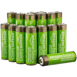 Amazon Basics 16-Pack Rechargeable AA NiMH High-Capacity Batteries, 2400 mAh, 1.2V, Recharge up to 400x Times, Pre-Charged Amazon Basics 16-Pack Rechargeable AA NiMH High-Capacity Batteries, 2400 mAh, 1.2V, Recharge up to 400x Times, Pre-Charged