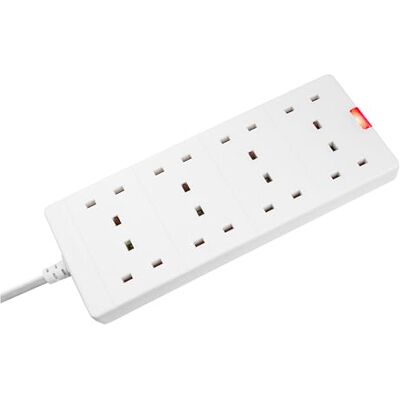 Masterplug Eight Socket Extension Lead - 2m White - Extension Lead Masterplug Eight Socket Extension Lead - 2m White - Extension Lead