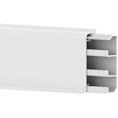 CABLECOACH Kabelbuss - CC10093 - 6 m PVC-sockel med kabelkanal Vit Höjd 70 mm - Cable Duct CABLECOACH Kabelbuss - CC10093 - 6 m PVC-sockel med kabelkanal Vit Höjd 70 mm - Cable Duct
