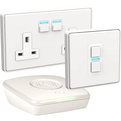 Lightwave LP21422WH Smart Lighting & Power Starter Kit, White Metal Works with Alexa, Google Assistant, HomeKit. iOS & Android Compatible Lightwave LP21422WH Smart Lighting & Power Starter Kit, White Metal Works with Alexa, Google Assistant, HomeKit. iOS & Android Compatible