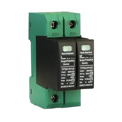 BADIKA dc surge protector Surge Protector SPD DC 2P 600V Type 1+2 12.5KA Surge Protection T1+T2 Surge Arrester din rail Solar Surge Protective Device BADIKA dc surge protector Surge Protector SPD DC 2P 600V Type 1+2 12.5KA Surge Protection T1+T2 Surge Arrester din rail Solar Surge Protective Device