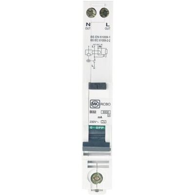 MK Sentry 6938S Single Module RCBO, 45A, 30Ma MK Sentry 6938S Single Module RCBO, 45A, 30Ma