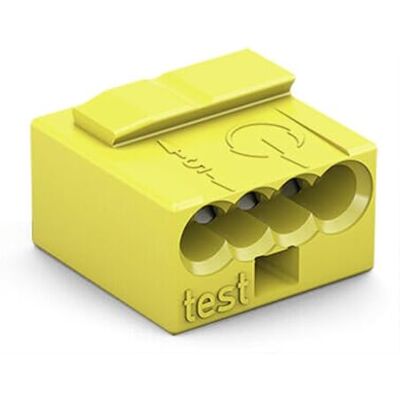 WAGO MICRO PUSH WIRE connector for junction boxes; for solid conductors; 0.8 mm Ø; 4-conductor; light gray cover; Surrounding air temperature: max 60°C; yellow, 243-504 (100 pcs) WAGO MICRO PUSH WIRE connector for junction boxes; for solid conductors; 0.8 mm Ø; 4-conductor; light gray cover; Surrounding air temperature: max 60°C; yellow, 243-504 (100 pcs)
