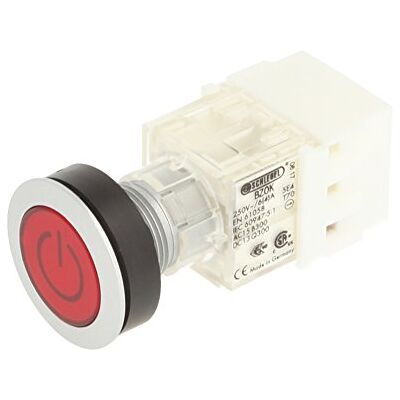 Schlegel 23.000.375 Push Button Silver-Coloured, Button Cap Red, Label Symbol On/Off, Push Contact Sensor 1 Opener, Screw Connection Schlegel 23.000.375 Push Button Silver-Coloured, Button Cap Red, Label Symbol On/Off, Push Contact Sensor 1 Opener, Screw Connection