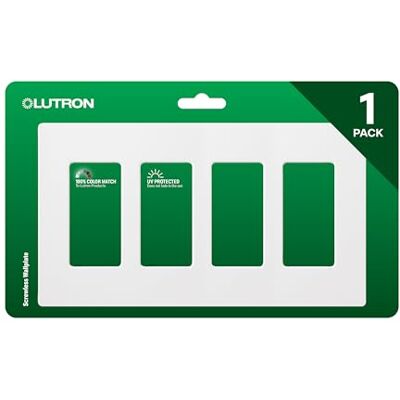 LUTRON Claro 4 Gang Decorator/Rocker Wallplate, for Light Dimmers, Switches and Accessories, Snap-On Installation, No Visible Screws, Gloss, CW-4-WH, White LUTRON Claro 4 Gang Decorator/Rocker Wallplate, for Light Dimmers, Switches and Accessories, Snap-On Installation, No Visible Screws, Gloss, CW-4-WH, White
