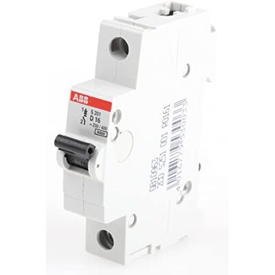 ABB S201-D16 Miniature Circuit Breaker, 1 Pole, Type D, 6/10kA Breaking Capacity, 16 Amp Current (2CDS251001R0161) ABB S201-D16 Miniature Circuit Breaker, 1 Pole, Type D, 6/10kA Breaking Capacity, 16 Amp Current (2CDS251001R0161)