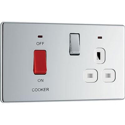 Nexus Cooker Switch & Plug Socket - Polished Chrome - 45A Nexus Cooker Switch & Plug Socket - Polished Chrome - 45A