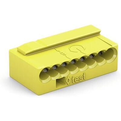 WAGO MICRO PUSH WIRE connector for junction boxes; for solid conductors; 0.8 mm Ø; 8-conductor; light gray cover; Surrounding air temperature: max 60°C; yellow, 243-508 (50 pcs) WAGO MICRO PUSH WIRE connector for junction boxes; for solid conductors; 0.8 mm Ø; 8-conductor; light gray cover; Surrounding air temperature: max 60°C; yellow, 243-508 (50 pcs)