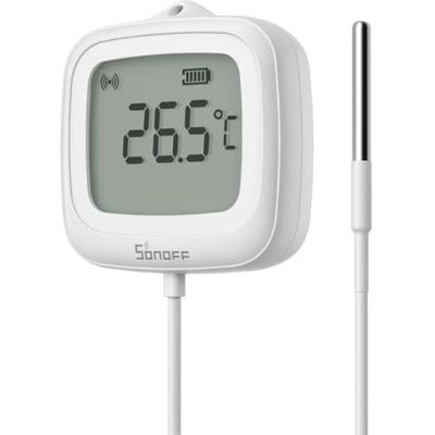 SONOFF SNZB-02LD Zigbee Waterproof Temperature Sensor with 1.5M Stainless Steel Probe, LCD Display, -40~115°C Range, APP Monitoring, Magnetic Mount, Works with Zigbee Hub SONOFF SNZB-02LD Zigbee Waterproof Temperature Sensor with 1.5M Stainless Steel Probe, LCD Display, -40~115°C Range, APP Monitoring, Magnetic Mount, Works with Zigbee Hub