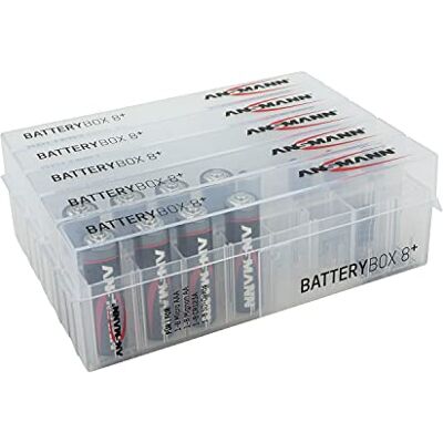 Ansmann 4000033 8-Way AA / AAA Battery Box Plus ideal for storing your full and empty batteries also stores memory cards bundle of 5 Ansmann 4000033 8-Way AA / AAA Battery Box Plus ideal for storing your full and empty batteries also stores memory cards bundle of 5