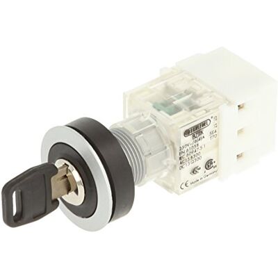 Schlegel 23.001.425 Key Switch Silver-Coloured, Locking, 2 Positions 12-15 o'clock, Push Contact Sensor, 2 N/O Contacts, Screw Connection Schlegel 23.001.425 Key Switch Silver-Coloured, Locking, 2 Positions 12-15 o'clock, Push Contact Sensor, 2 N/O Contacts, Screw Connection