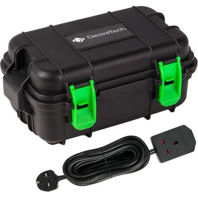 Desiretech Weatherproof Outdoor Electric Box with 1 Gang 10m Extension Lead – IP54 Rated, Heavy-Duty Power Supply for Garden Tools, Christmas Lights, and DIY Tasks (Electrical Box & 10m Lead, Small) Desiretech Weatherproof Outdoor Electric Box with 1 Gang 10m Extension Lead – IP54 Rated, Heavy-Duty Power Supply for Garden Tools, Christmas Lights, and DIY Tasks (Electrical Box & 10m Lead, Small)