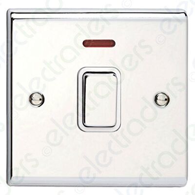 DETA SD1391CHW Double Pole Switch with Neon 20 Amp (Polished Chrome/White Insert) DETA SD1391CHW Double Pole Switch with Neon 20 Amp (Polished Chrome/White Insert)