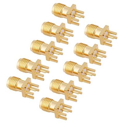 YWBL-WH SMA Female PCB Connector, 50 Ohm Gold Plated RF Jack Socket for Antenna Wireless Modules Brass 0 to 6GHz PCB Mount 1.6mm Pitch 10PCS YWBL-WH SMA Female PCB Connector, 50 Ohm Gold Plated RF Jack Socket for Antenna Wireless Modules Brass 0 to 6GHz PCB Mount 1.6mm Pitch 10PCS