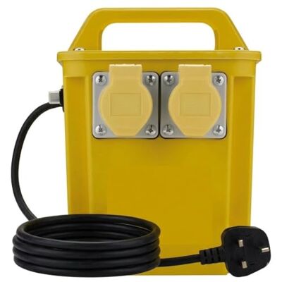 Tools House 3.3kVA Portable Site Transformer, 110V, 3000W, IP44 Rated, 2X16A sockets for power tools and lighting Tools House 3.3kVA Portable Site Transformer, 110V, 3000W, IP44 Rated, 2X16A sockets for power tools and lighting