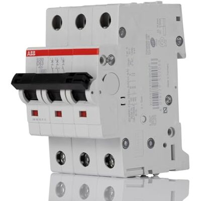ABB S203-D63 Miniature Circuit Breaker, 3 Pole, Type D, 6/10kA Breaking Capacity, 63 Amp Current (2CDS253001R0631) ABB S203-D63 Miniature Circuit Breaker, 3 Pole, Type D, 6/10kA Breaking Capacity, 63 Amp Current (2CDS253001R0631)