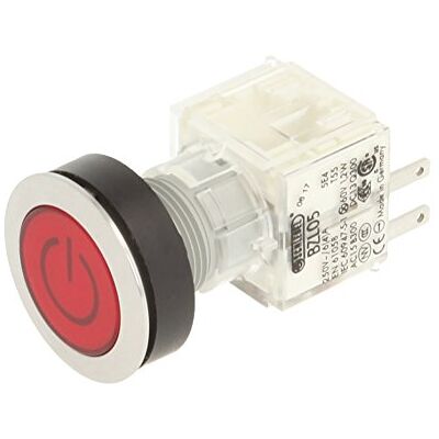Schlegel 23.000.744 Push Button Silver-Coloured, Push Button Cap, Red with Identification Plate, Symbol On/Off, Illuminated Push Contact Sensor 2 N/O Contacts, Screw Connection, 24 V LED Schlegel 23.000.744 Push Button Silver-Coloured, Push Button Cap, Red with Identification Plate, Symbol On/Off, Illuminated Push Contact Sensor 2 N/O Contacts, Screw Connection, 24 V LED