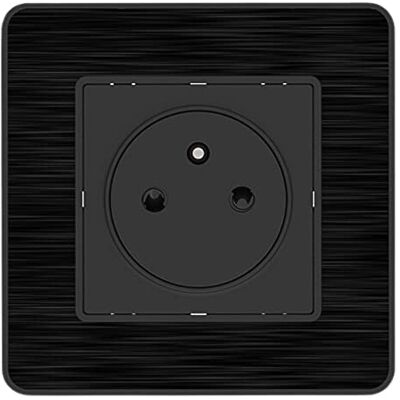 Zenitech Kouro Power Outlet - 2P+T 16A, Black, Brushed Steel Zenitech Kouro Power Outlet - 2P+T 16A, Black, Brushed Steel