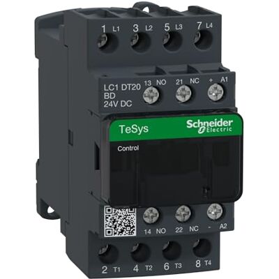 Schneider Electric , TeSys D contactor 4P(4 NO) AC-1 <= 440 V 20 A 24 V DC standard coil, LC1DT20BD Schneider Electric , TeSys D contactor 4P(4 NO) AC-1 <= 440 V 20 A 24 V DC standard coil, LC1DT20BD