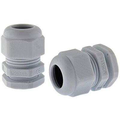 SeKi 10 x Cable Glands M25 9-17 mm, Waterproof IP67 Metric Cable Gland, Grey (RAL7035), Suitable for PG16 SeKi 10 x Cable Glands M25 9-17 mm, Waterproof IP67 Metric Cable Gland, Grey (RAL7035), Suitable for PG16