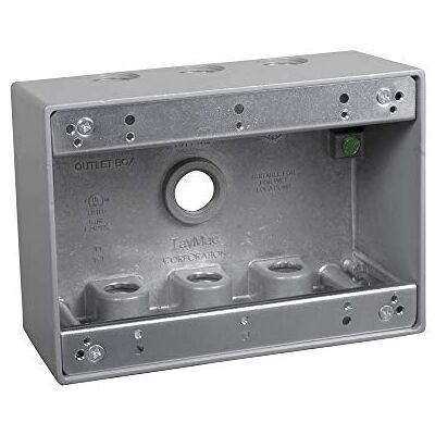 TayMac TB750S 3-Gang Weatherproof Box with Seven 1/2 in. Outlets, Gray TayMac TB750S 3-Gang Weatherproof Box with Seven 1/2 in. Outlets, Gray