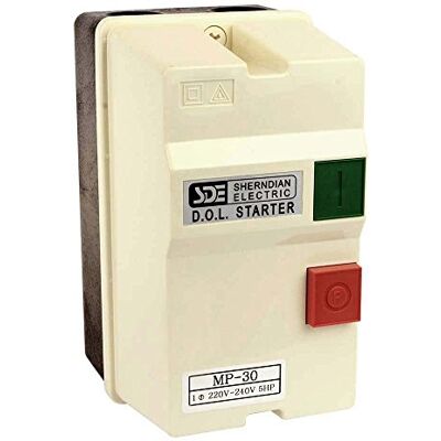 Big Horn 1-Phase, 220-240-Volt, 5-HP, 22-34-Amp Push Button Magnetic Switch IP54 Rated, Stainless Steel Contact, UL Approved Big Horn 1-Phase, 220-240-Volt, 5-HP, 22-34-Amp Push Button Magnetic Switch IP54 Rated, Stainless Steel Contact, UL Approved