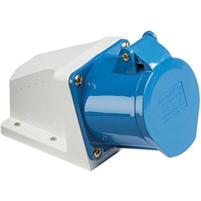 Knightsbridge IN008 IP44 Angled Surface Mount Socket 2P+E, 230 V, 240V 16A, Weiß/Blau Knightsbridge IN008 IP44 Angled Surface Mount Socket 2P+E, 230 V, 240V 16A, Weiß/Blau