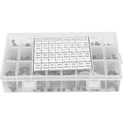 Starbun Assorted Transistor-840pcs NPN PNP TO-92 2N2222A-BC558 Transistor Assortment DIY Kit Starbun Assorted Transistor-840pcs NPN PNP TO-92 2N2222A-BC558 Transistor Assortment DIY Kit