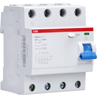 ABB F204 A-40/0.03-L Residual Current Circuit Breaker 4P Type A 30mA 40A 2CSF204123R1400 ABB F204 A-40/0.03-L Residual Current Circuit Breaker 4P Type A 30mA 40A 2CSF204123R1400