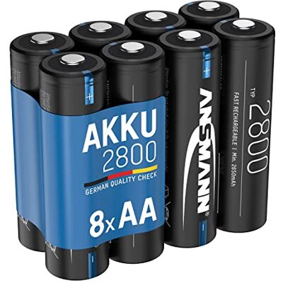 Ansmann battery AA type 2800mAh NiMH 1.2V Mignon AA batteries rechargeable, high capacity ideal for high power requirements such as flashlight, controller (8 pieces) Ansmann battery AA type 2800mAh NiMH 1.2V Mignon AA batteries rechargeable, high capacity ideal for high power requirements such as flashlight, controller (8 pieces)