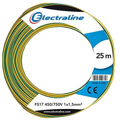 Electraline Unipolar Cable 13102 FS17, Section 1 x 1.5 mm², Yellow/Green, 25 M Electraline Unipolar Cable 13102 FS17, Section 1 x 1.5 mm², Yellow/Green, 25 M