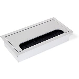 Emuca Square Built-in Metal Grommet for Table/Desk/worktop 160x80mm (6,2x3,14 inch), matt Anodized Aluminium Emuca Square Built-in Metal Grommet for Table/Desk/worktop 160x80mm (6,2x3,14 inch), matt Anodized Aluminium