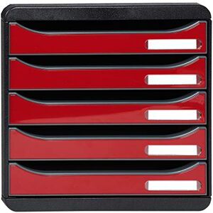 Exacompta Ref 3097218D BIG-BOX PLUS Desktop Drawer Set 5 x 43mm Drawers, Suitable for A4+ Documents, 347 x 278 x 271mm, 100% Recycled Plastic Black/Glossy Dark Red Exacompta Ref 3097218D BIG-BOX PLUS Desktop Drawer Set 5 x 43mm Drawers, Suitable for A4+ Documents, 347 x 278 x 271mm, 100% Recycled Plastic Black/Glossy Dark Red